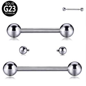 Titanium Internally Threaded Straight Barbells – 5mm Ball Ends (1.2mm (16G) & 1.6mm (14G))