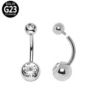 Titanium Internally Threaded Belly Button Ring – Press-Fit Jeweled Top