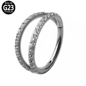 Titanium Hinged Segment Clicker – Double Fan Side CZ Pave
